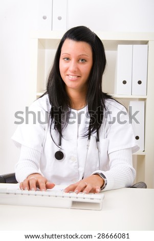 Beautiful young doctor in doctor\'s office
