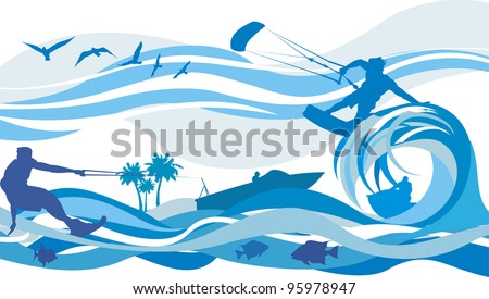 water sports - kite surfing, water skiing, jet