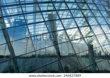 SINGAPORE-JAN 14 : architecture of Cloud Forest Dome at Gardens by the Bay on JAN 14th 2015 in Singapore. Spanning 101 hectares of reclaimed land in central Singapore, adjacent to Marina Reservoir.