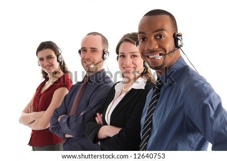 customer service representatives on a white background