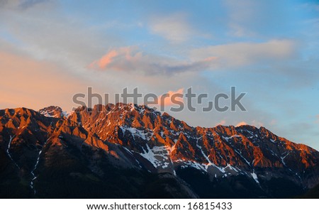 mountain to at sunset in the rockies canada