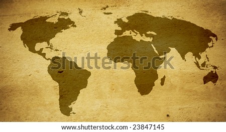 old world map in warm tones yellow