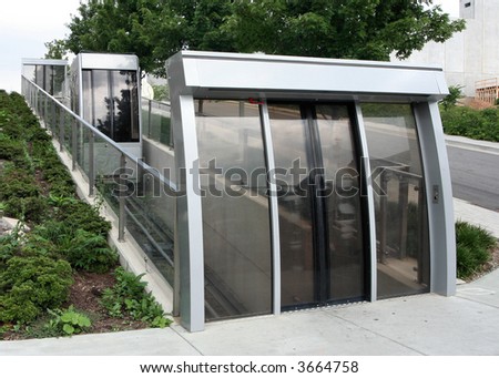 A modern street lift for pedestrians who cannot use stairs.