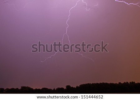 Lightning flash over a corn field