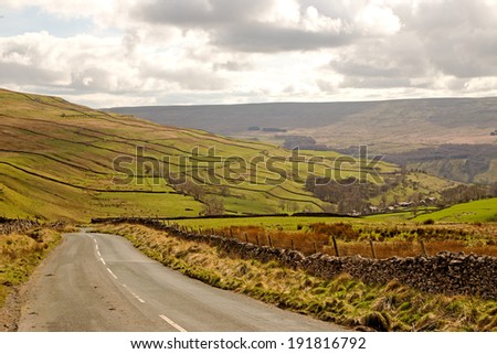 Kidstones Bank between Buckden and Aysgarth, part of the route on Day 1 of the 2014 Tour de France in Yorkshire, England UK. The peloton ride up this road, one of the steepest on Day 1.