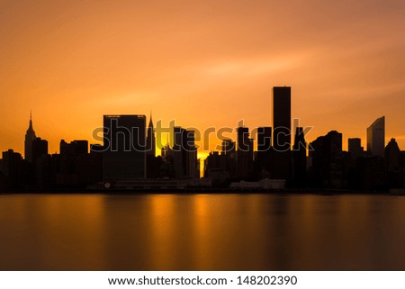 Midtown Manhattan Skyline from Gantry Plaza State Park in Queens New York. You can see the Empire State Building, and Chrysler Tower from this view over the East River