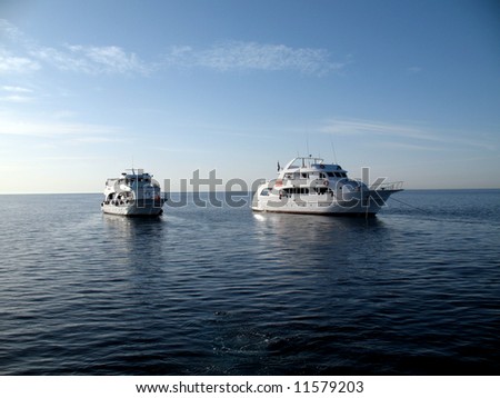 Safari boats on the stop. Red sea