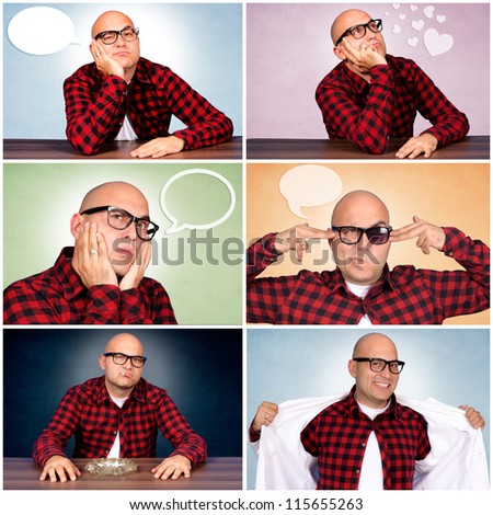 Bald guy mix in the collage