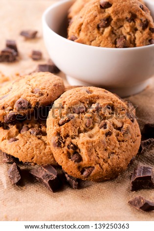 Sweet homemade cookies with chocolate crumbs
