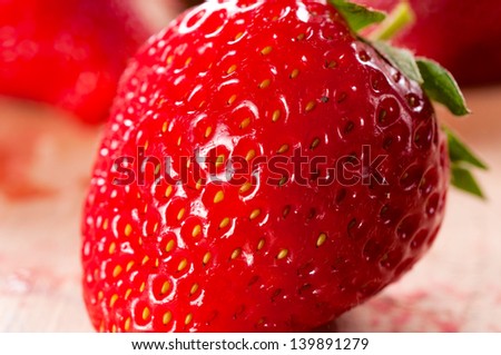 Macro shoot of fresh organic strawberry