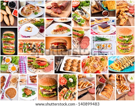 Several varieties of international food