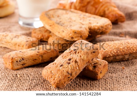 Close up to healthy and low fat whole grain pastry