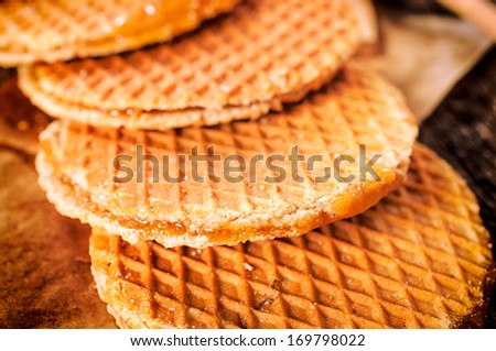 Selective focus in the middle of homemade honey cookie