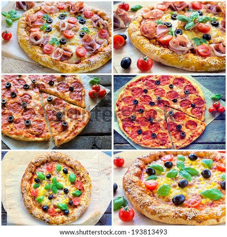 Pepperoni,vegetarian and gourmet pizza time