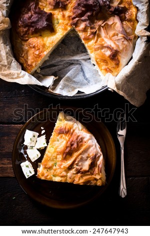 Traditional Serbian dish called burek,pie with cheese,from above
