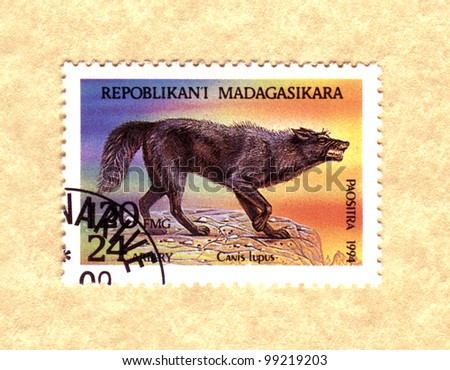 MADAGASCAR - CIRCA 1994: A stamp printed in Madagaskar shows wild Animals, circa 1994