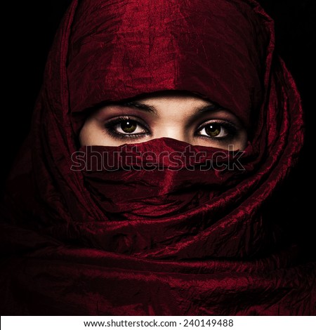 WOMAN RED VEIL