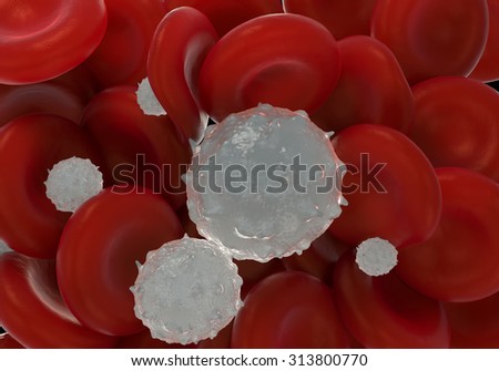 red blood cells,activated platelet and white blood cells microscopic photos