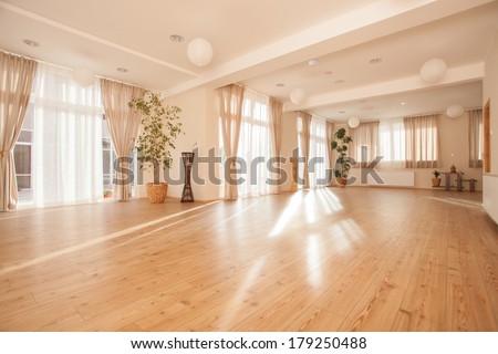 Beautiful empty naturally lit yoga studio Beautiful empty naturally lit yoga studio