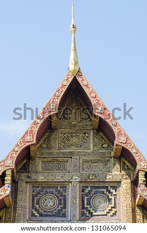 Buddhist Art in Ancient Buddhist temple (Wat Pra-Singh) Chiangmai, Thailand.