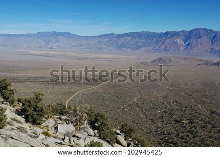 High above Alabama Hills from Sierra Nevada mountain road, California