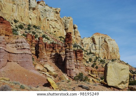 Multicoloured rocks, towers and walls, Capitol Reef National Park, Utah