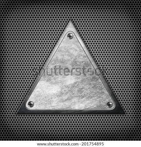 steel metal triangle plaque on wall