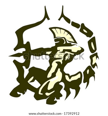 stock vector : This tattoo there is silhouette of sagittarius-scorpion of 