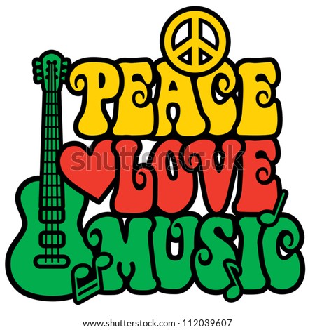 Logo Design Music on Reggae Peace Love Music Design With Guitar  Peace Symbol  Heart And