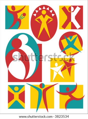 Illustrations Of People. stock vector : Collection #3 of nine symbolic vector illustrations of people.