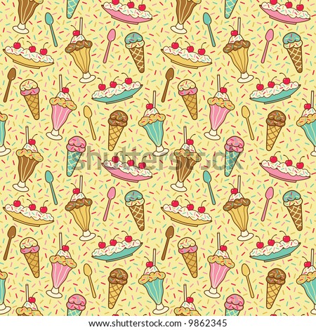 Bitmap repeat pattern of ice cream desserts. Vector format also available.