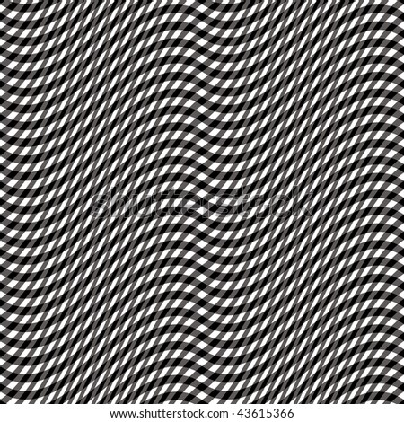 A seamless wavy gingham pattern in black and white.