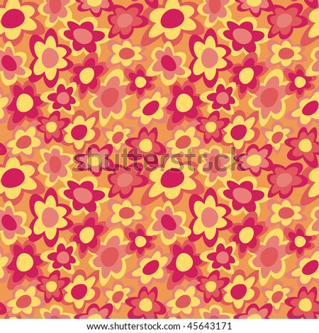 Retro funky flowers pattern in yellow and red. 12\