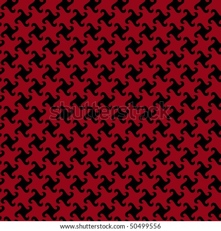 Swirly houndstooth pattern in red and black.