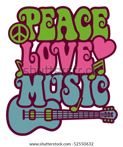 Love Heart Music Note. Love and Music with peace