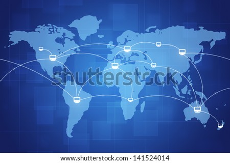 concept tech illustration of world wide internet connections