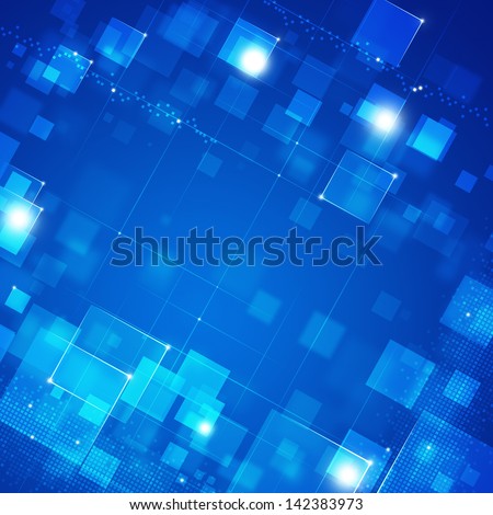Abstract blue Square Dot and Light Technology Background
