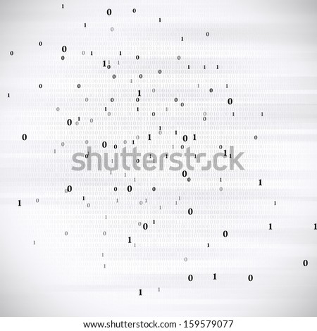 abstract digital black binary code concept on white background