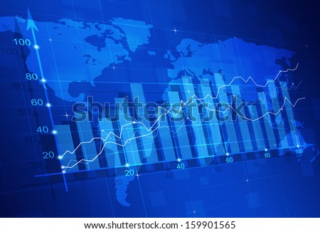 abstract stock market finance diagram on blue background