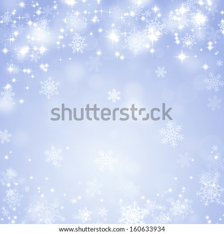 xmas abstract background with snow bokeh stars and lights
