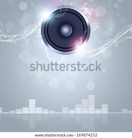 sound speaker music background with bokeh lights and water waves