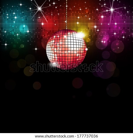 multicolor disco party music background with lights and blurs
