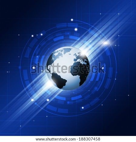 global business concept technology circle dark blue background