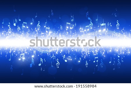 abstract music notes on dark blue background