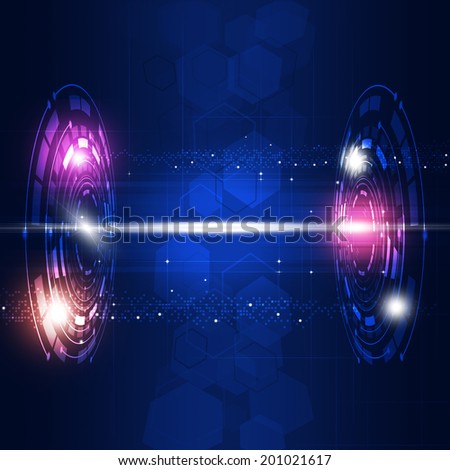 global business concept technology circle dark blue background