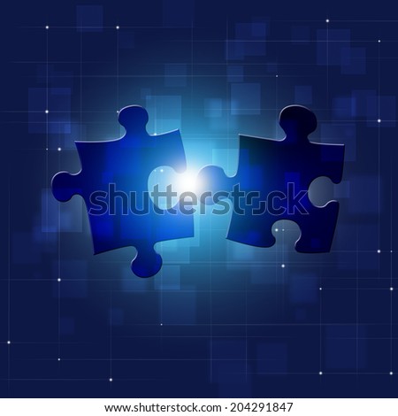 abstract puzzle connections concept blue business background