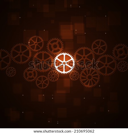abstract technology business motion gears on red background