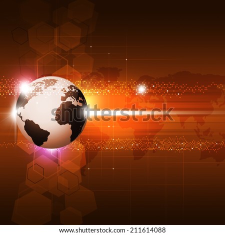 abstract global business concept technology red background