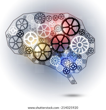 abstract technology business human brain shape gears