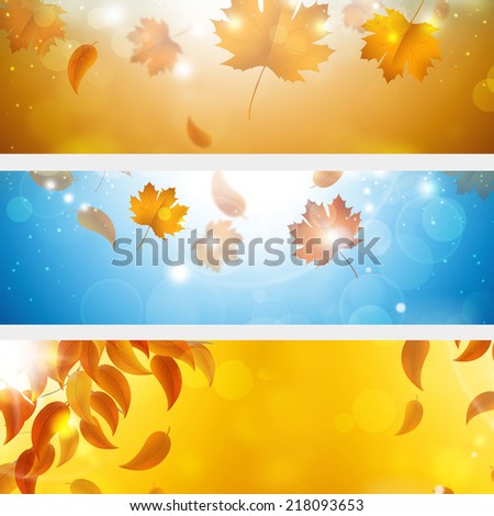 abstract fresh nature autumn bokeh lights on golden banners